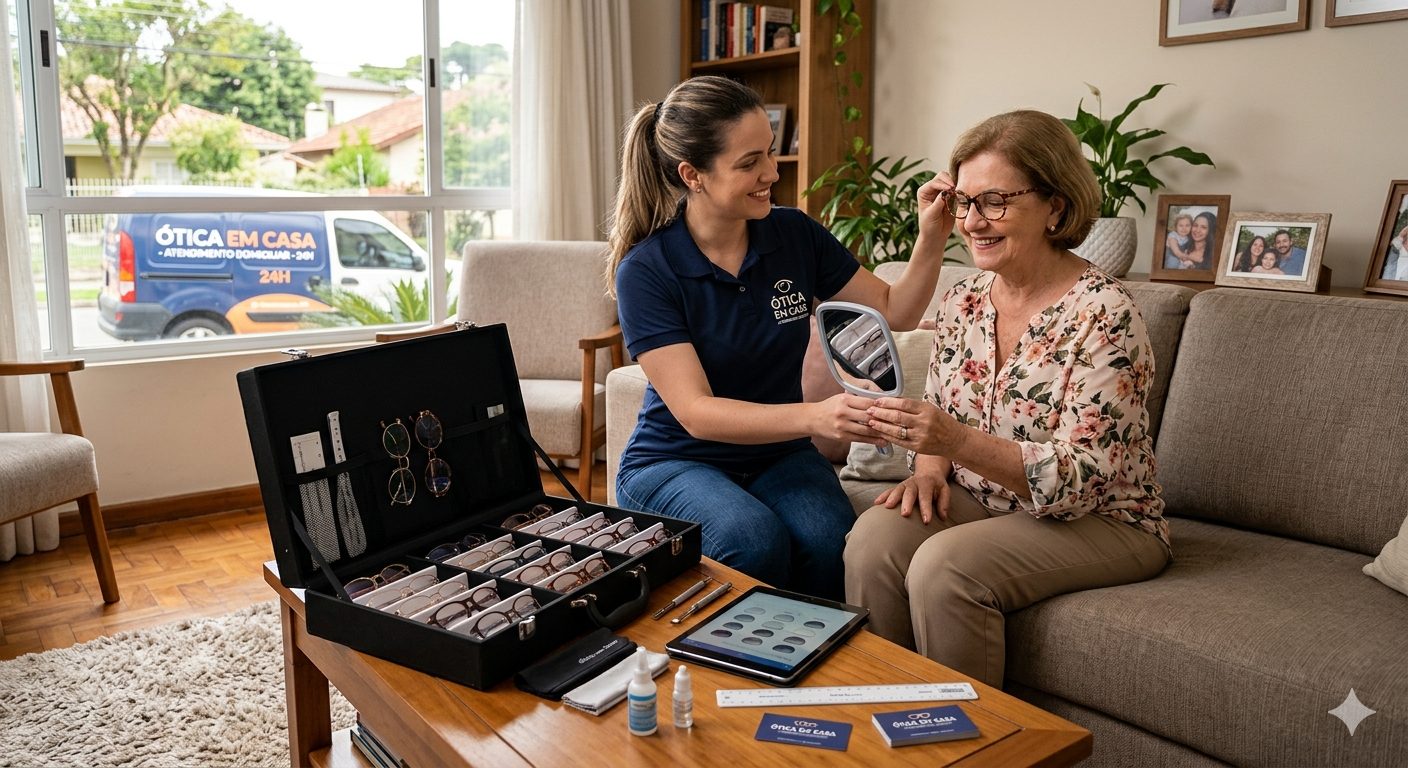 Atendimento delivery da OticaVip com exame de vista em casa